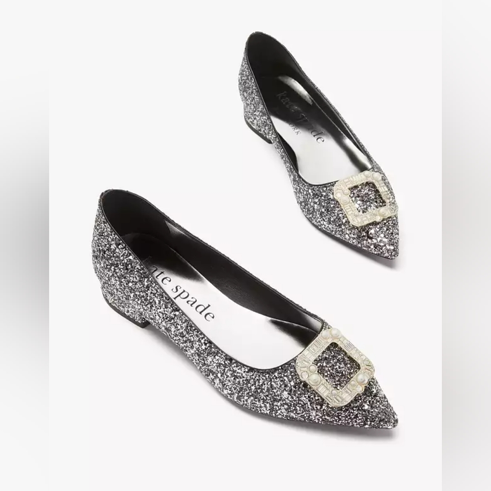 Kate Spade Silver Glitter Women's Flats Shoes 9